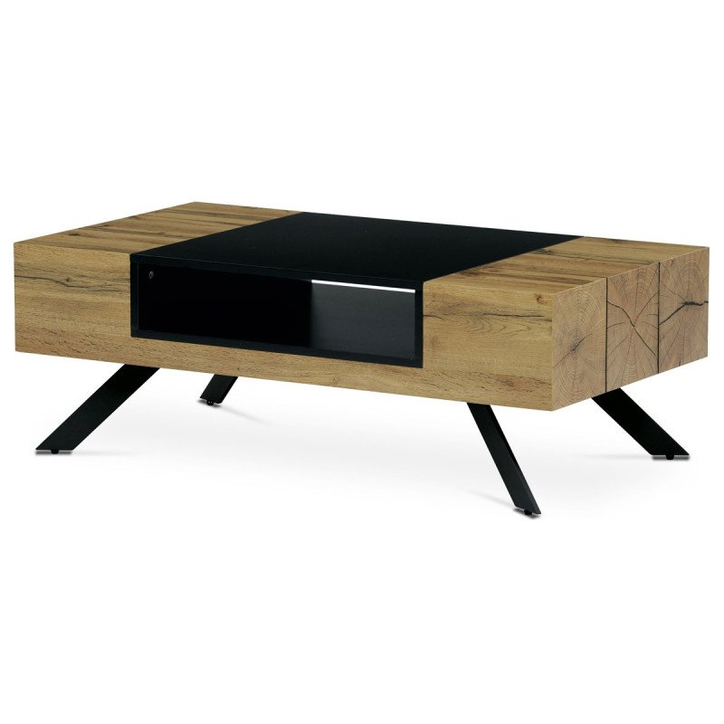 Autronic - Stůl konferenční, MDF 3D dekor divoký dub a černá. - AHG-649 OAK