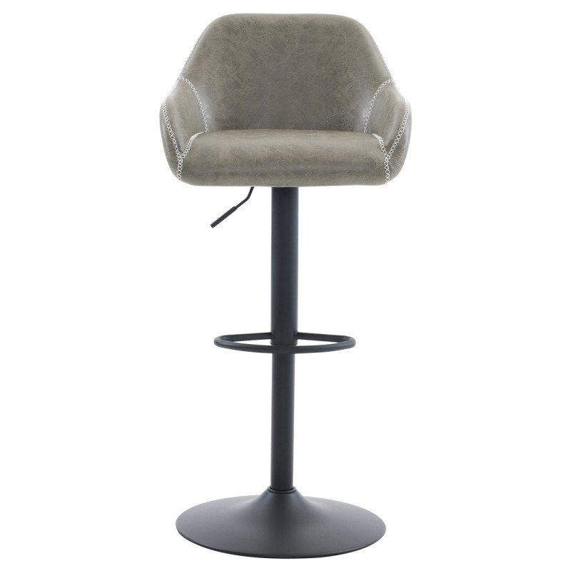 Autronic - Židle barová, potah šedá látka v dekoru vintage kůže, chromová podnož - AUB-716 GREY3