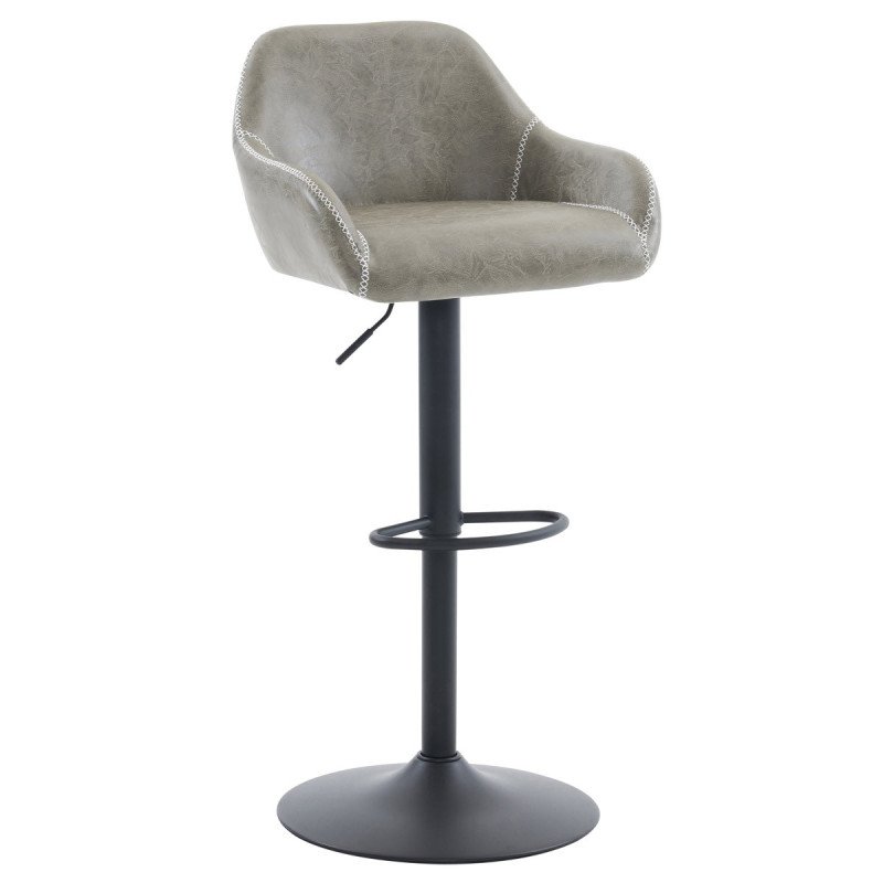 Autronic - Židle barová, potah šedá látka v dekoru vintage kůže, chromová podnož - AUB-716 GREY3