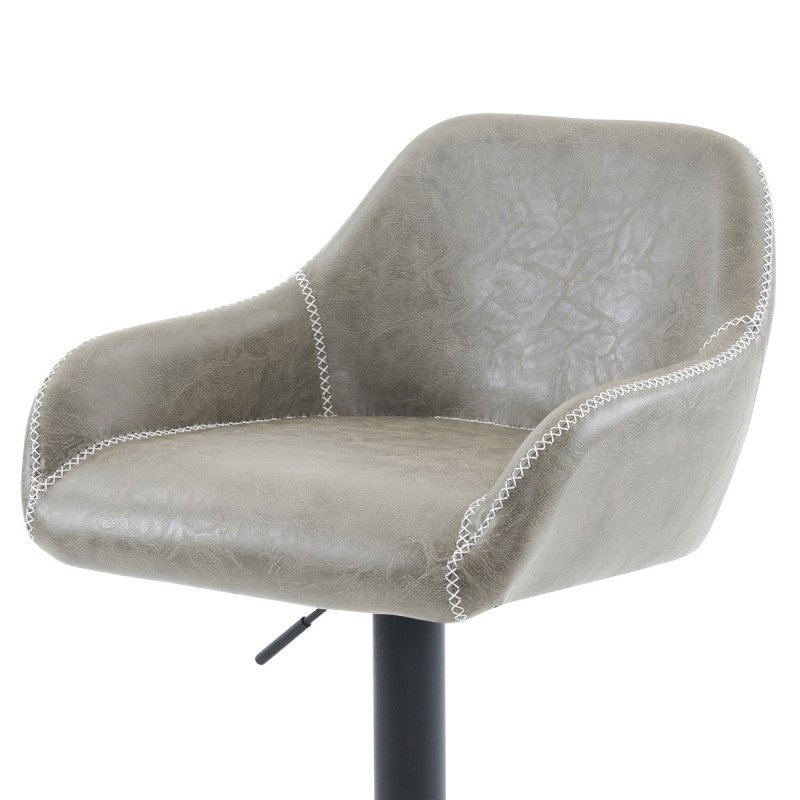 Autronic - Židle barová, potah šedá látka v dekoru vintage kůže, chromová podnož - AUB-716 GREY3
