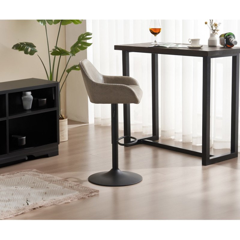 Autronic - Židle barová, potah šedá látka v dekoru vintage kůže, chromová podnož - AUB-716 GREY3