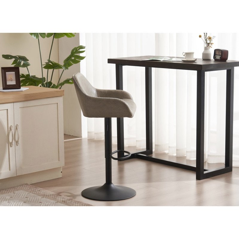 Autronic - Židle barová, potah šedá látka v dekoru vintage kůže, chromová podnož - AUB-716 GREY3