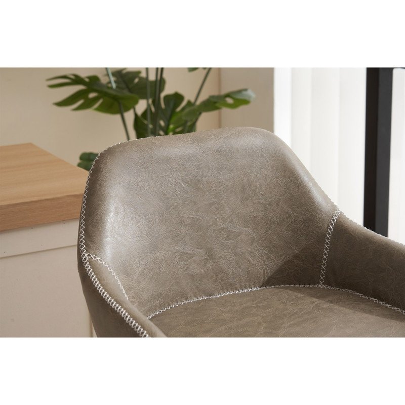 Autronic - Židle barová, potah šedá látka v dekoru vintage kůže, chromová podnož - AUB-716 GREY3