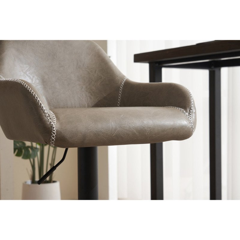 Autronic - Židle barová, potah šedá látka v dekoru vintage kůže, chromová podnož - AUB-716 GREY3