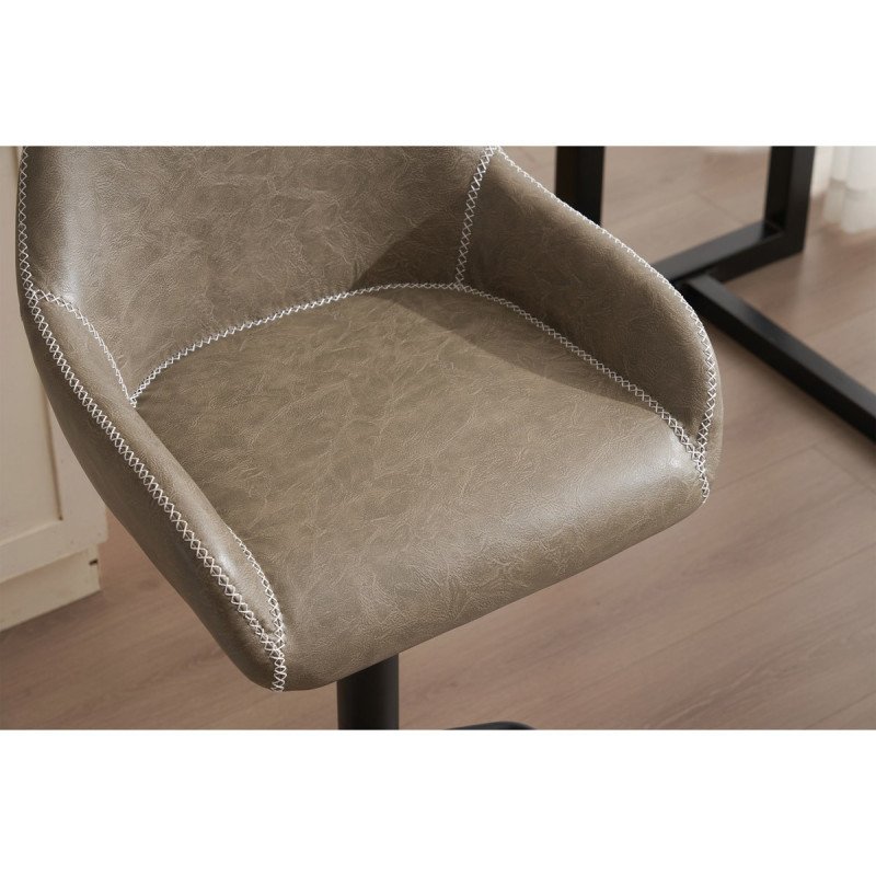Autronic - Židle barová, potah šedá látka v dekoru vintage kůže, chromová podnož - AUB-716 GREY3