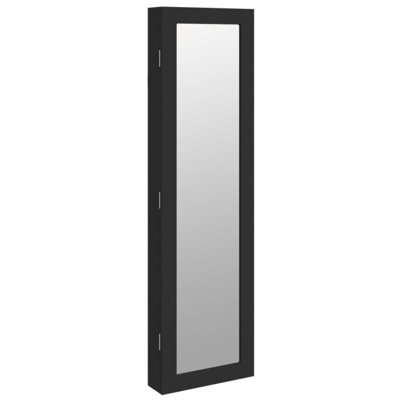 vidaXL Zrkadlová skrinka na šperky nástenná čierna 30x8,5x106 cm