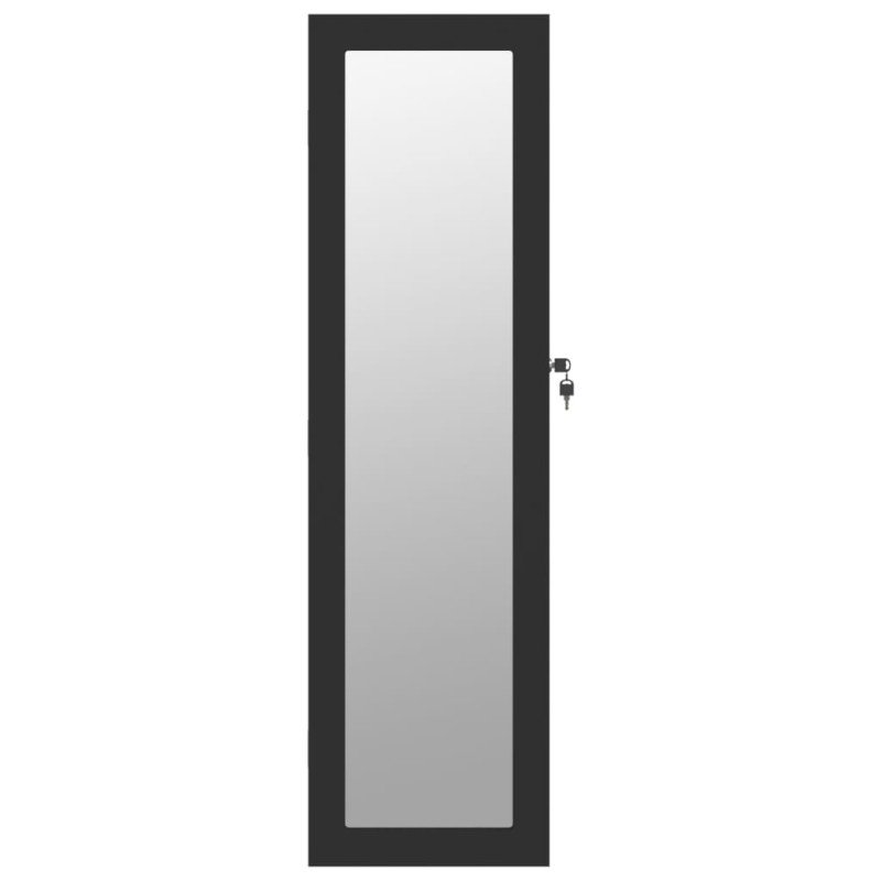 vidaXL Zrkadlová skrinka na šperky nástenná čierna 30x8,5x106 cm