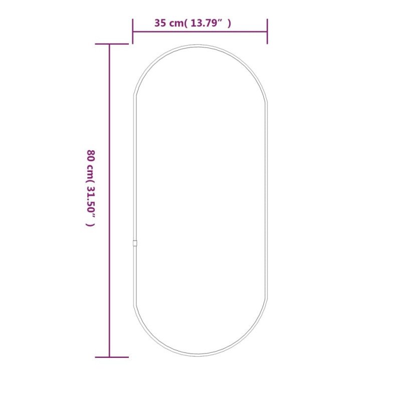 vidaXL Nástenné zrkadlo strieborné 80x35 cm okrúhle