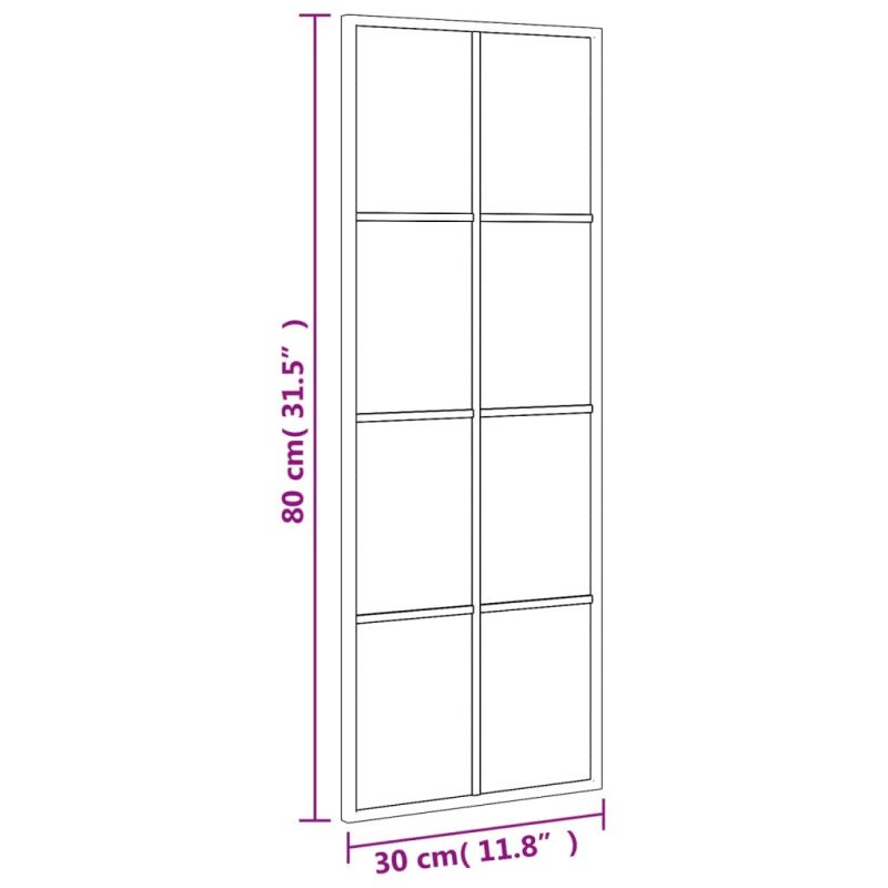 vidaXL Nástenné zrkadlo čierne 30x80 cm obdĺžnikové železné