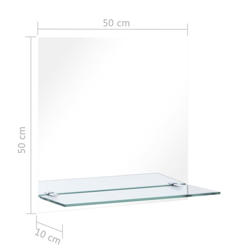 vidaXL Nástenné zrkadlo s poličkou 50x50 cm, tvrdené sklo