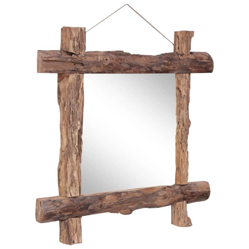 vidaXL Zrkadlo z polienok, prírodné 70x70 cm, recyklovaný masív