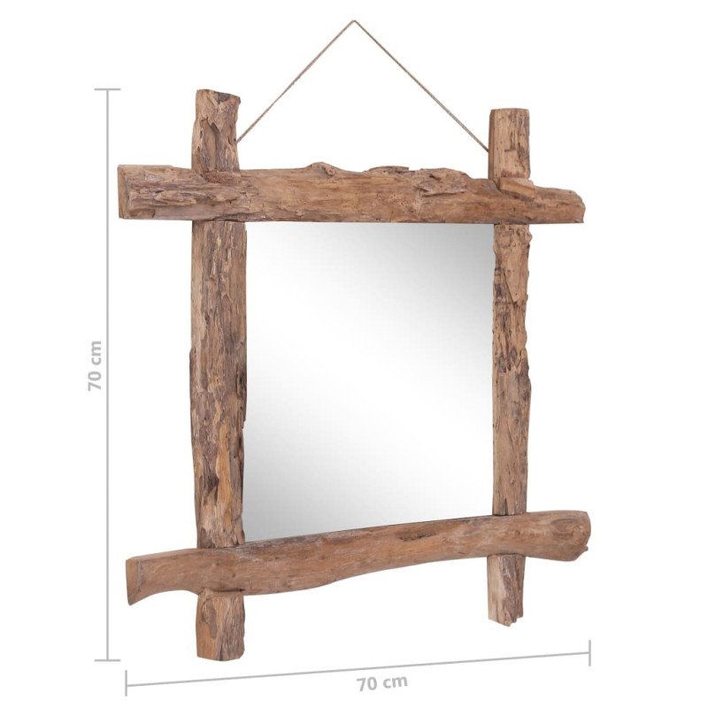 vidaXL Zrkadlo z polienok, prírodné 70x70 cm, recyklovaný masív