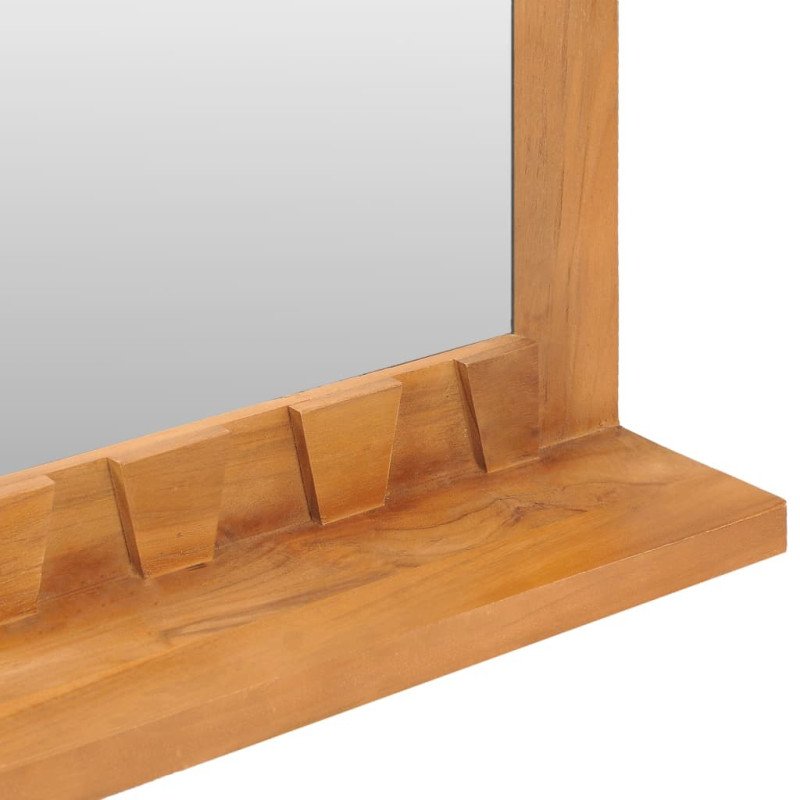 vidaXL Nástenné zrkadlo s poličkou 60x12x40 cm masívne teakové sklo