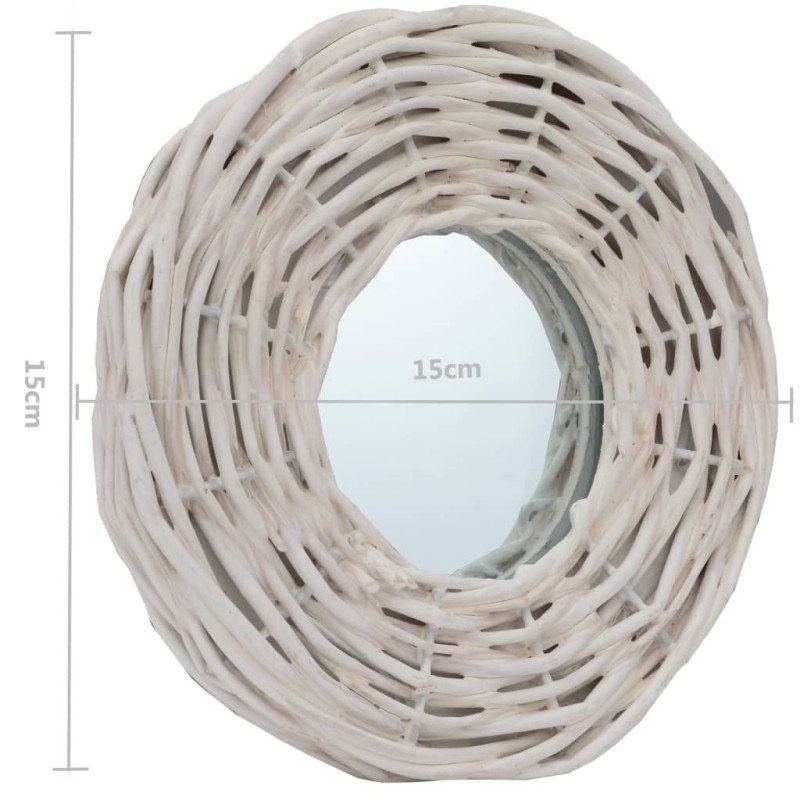 vidaXL Zrkadlá 3 ks, biele 15 cm, prútie