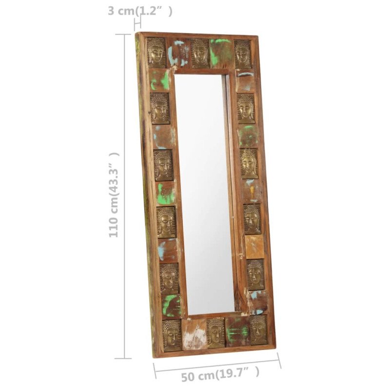 vidaXL Zrkadlo s obložením s Budhom 50x110 cm masívne recyklované drevo