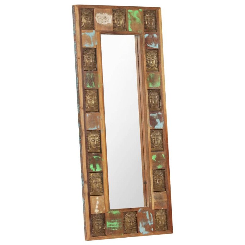 vidaXL Zrkadlo s obložením s Budhom 50x110 cm masívne recyklované drevo