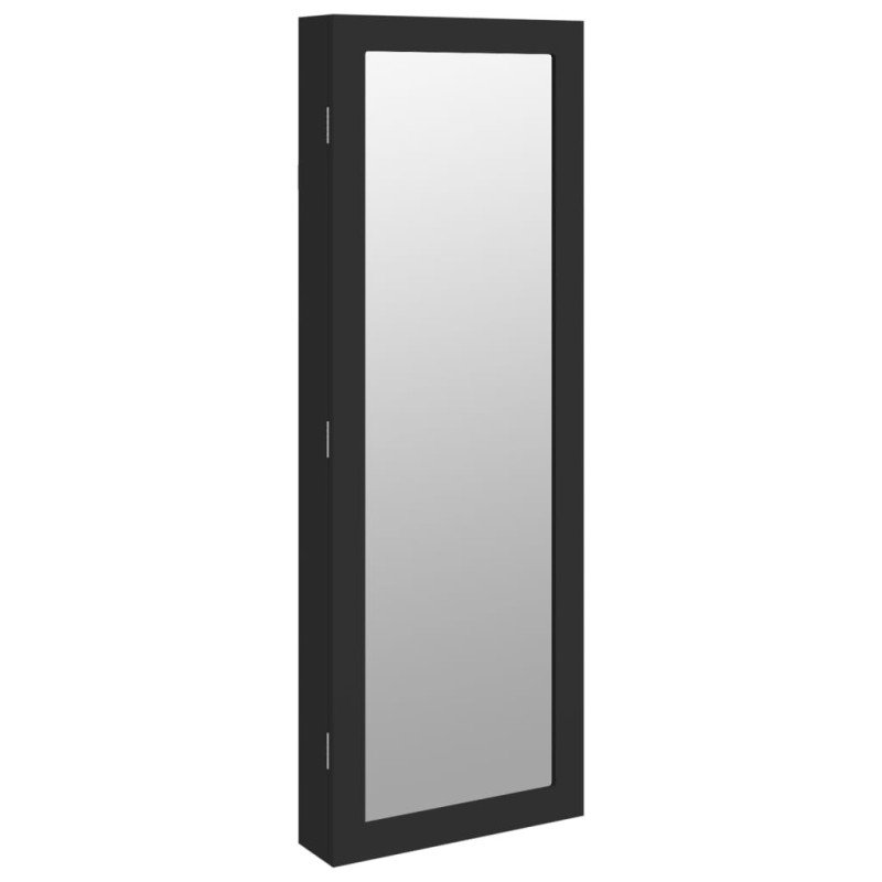 vidaXL Zrkadlová skrinka na šperky nástenná čierna 37,5x10x106 cm