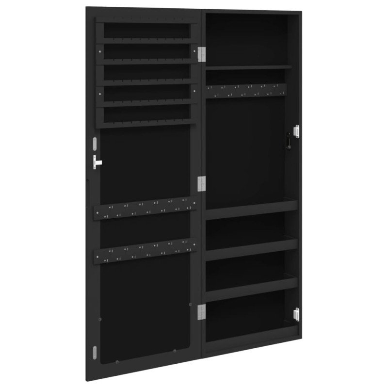 vidaXL Zrkadlová skrinka na šperky nástenná čierna 37,5x10x106 cm