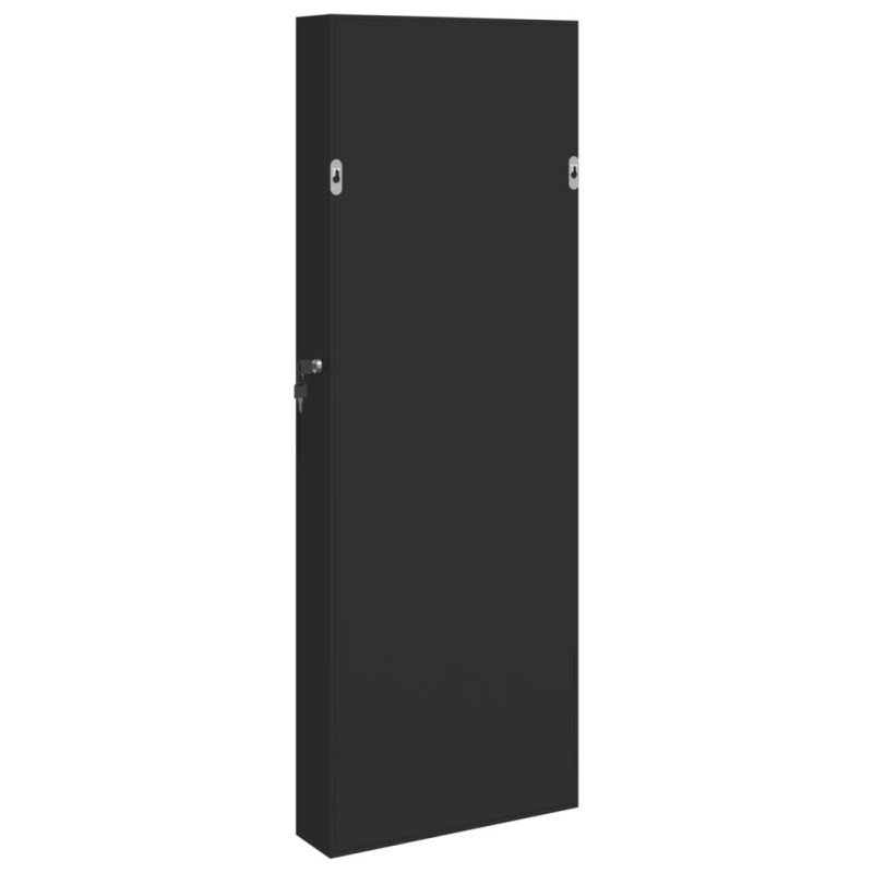 vidaXL Zrkadlová skrinka na šperky nástenná čierna 37,5x10x106 cm