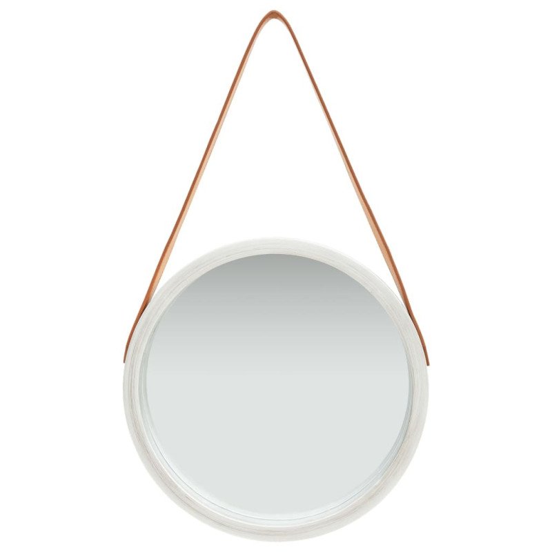 vidaXL Nástenné zrkadlo s popruhom strieborné 40 cm
