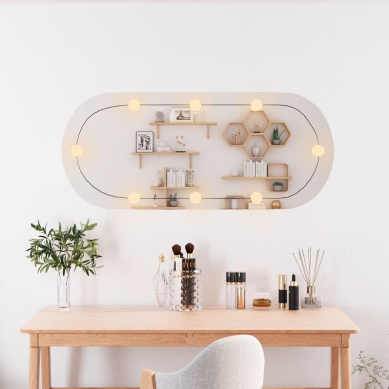 vidaXL Nástenné zrkadlo s LED svetlami 25x60 cm sklo oválne