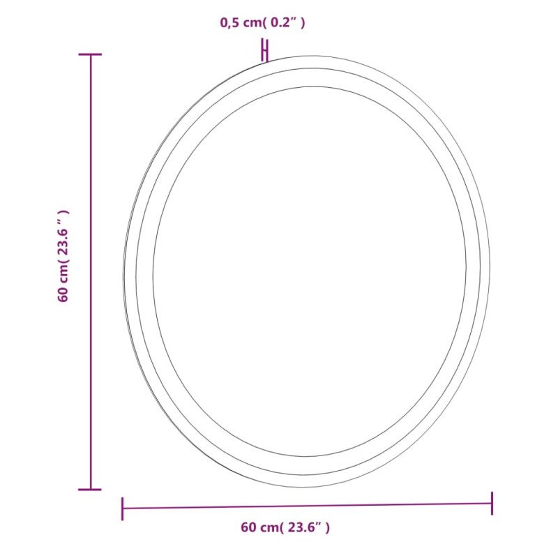 vidaXL LED kúpeľňové zrkadlo 60 cm okrúhle