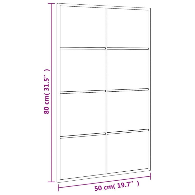 vidaXL Nástenné zrkadlo čierne 40x80 cm obdĺžnikové železné