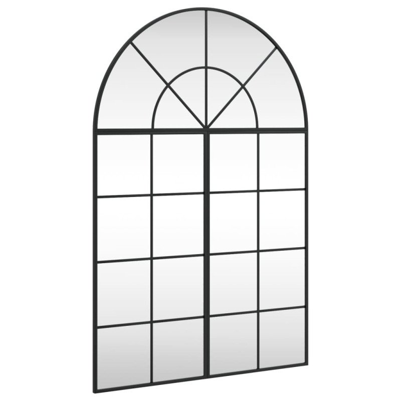 vidaXL Nástenné zrkadlo čierne 80x120 cm oblúkové železné
