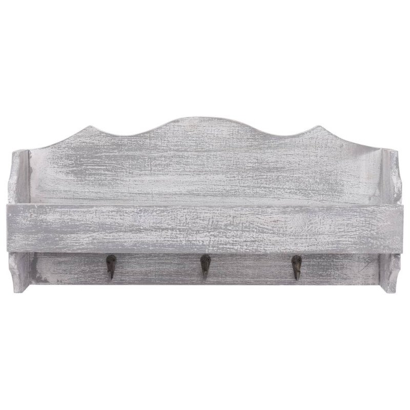 vidaXL Nástenný vešiak sivý 50x10x23 cm drevený