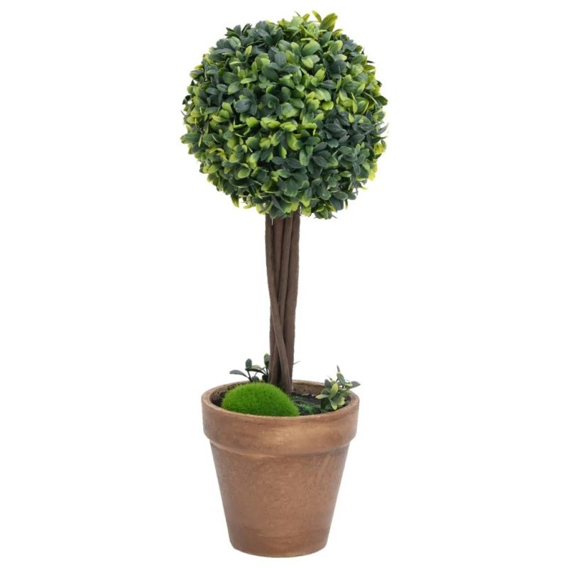 vidaXL Umelé krušpány v tvare gule 2 ks s črepníkmi zelené 41 cm