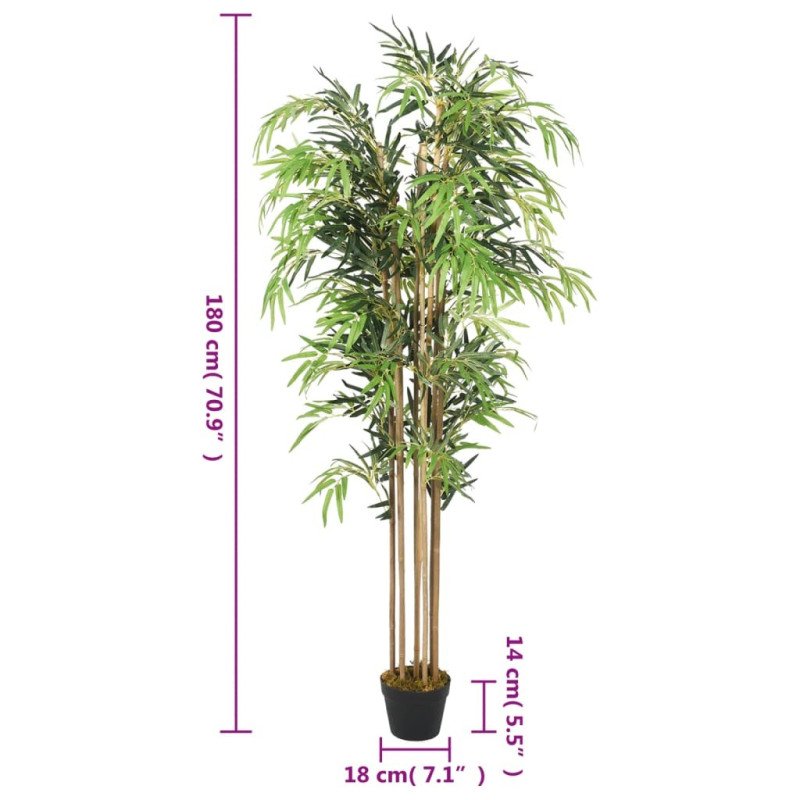vidaXL Umelý bambusový strom 1605 listov 180 cm zelený