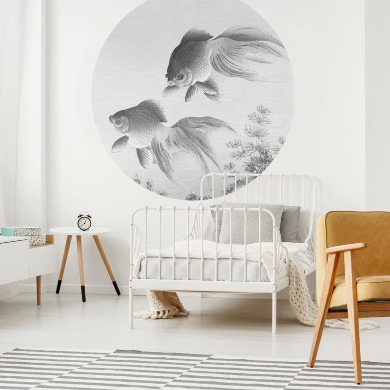 WallArt Kruhová tapeta Two Goldfish 190 cm