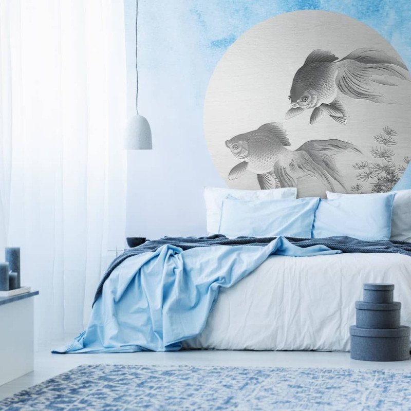 WallArt Kruhová tapeta Two Goldfish 190 cm