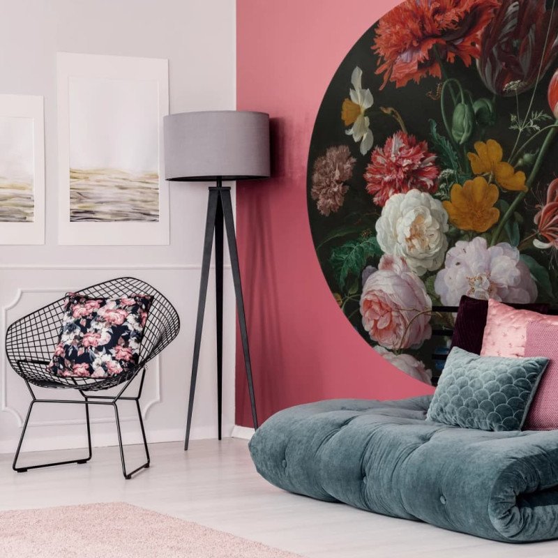 WallArt Kruhová tapeta Golden Age Flowers 190 cm