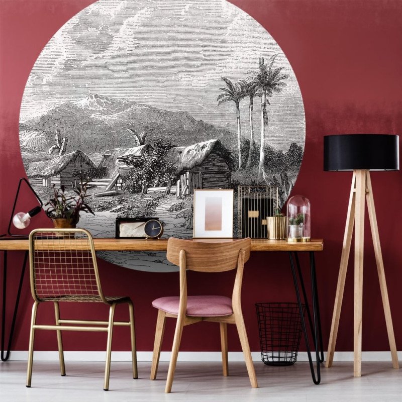 WallArt Kruhová tapeta Landscape of Guadeloupe 190 cm