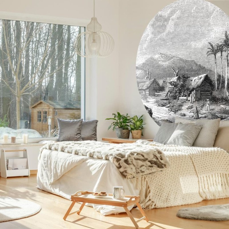 WallArt Kruhová tapeta Landscape of Guadeloupe 190 cm