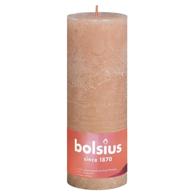 Bolsius Rustikálne valcové sviečky Shine 4 ks 190x68mm, hmlisto ružové
