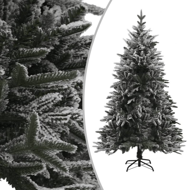 vidaXL Osvetlený umelý vianočný stromček, zasnežený 120 cm, PVC a PE