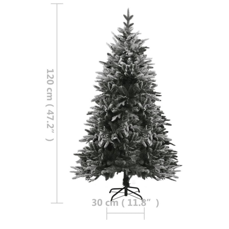 vidaXL Osvetlený umelý vianočný stromček, zasnežený 120 cm, PVC a PE