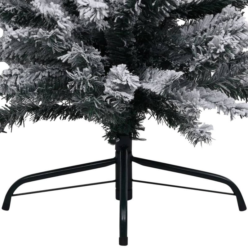 vidaXL Úzky osvetlený vianočný stromček s guľami, zelený 120 cm, PVC