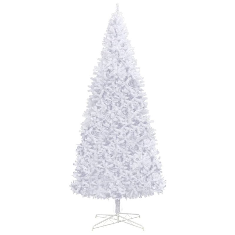 vidaXL Osvetlený umelý vianočný stromček s guľami, LED 400 cm, biely
