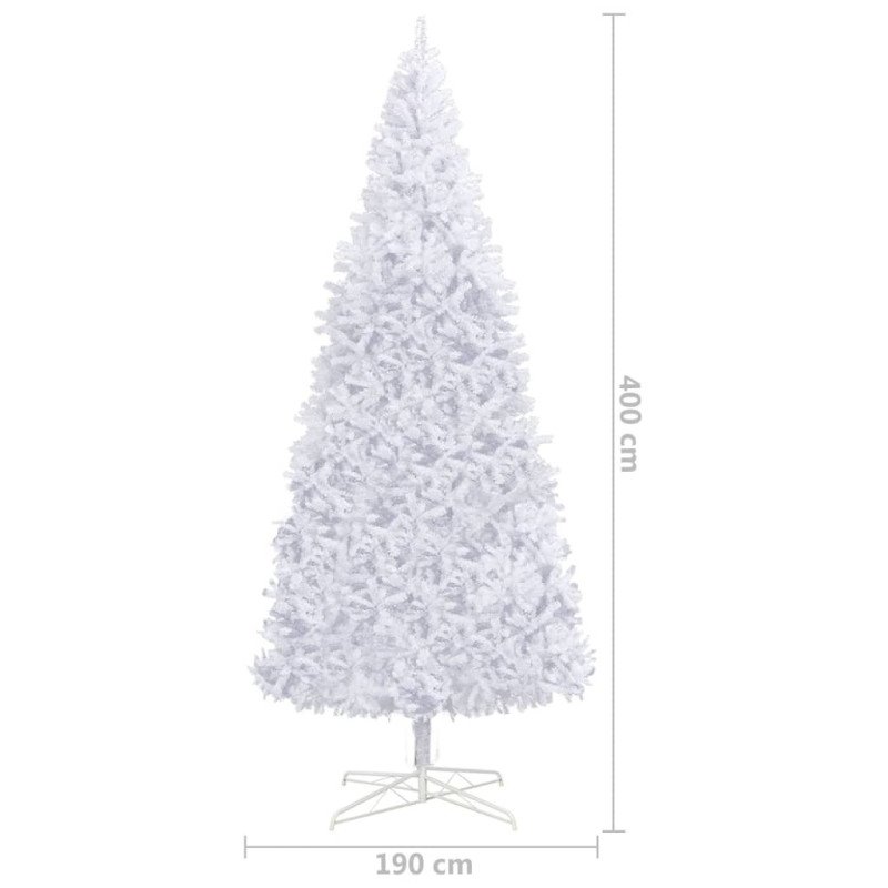 vidaXL Osvetlený umelý vianočný stromček s guľami, LED 400 cm, biely
