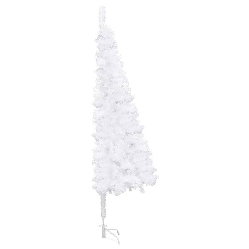 vidaXL Rohový umelý vianočný stromček s LED s guľami biely 240 cm PVC 