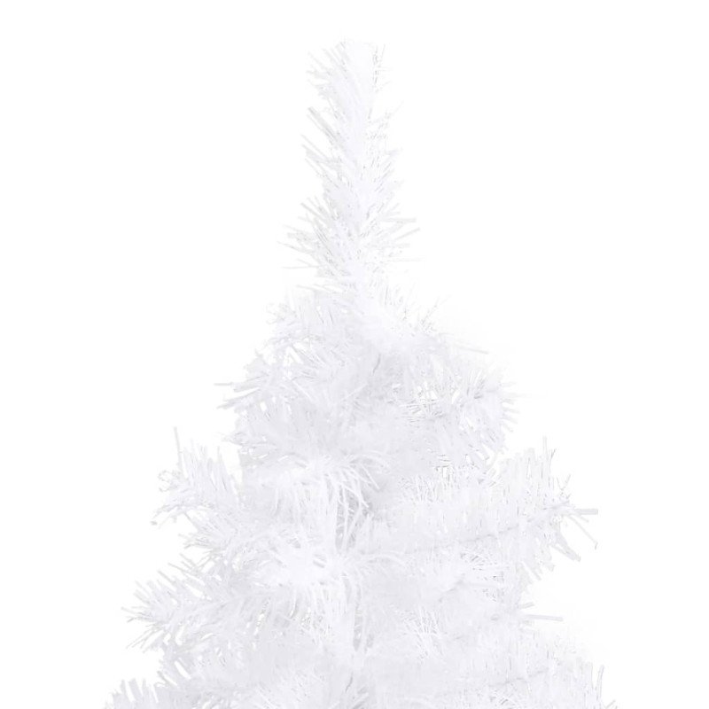vidaXL Rohový umelý vianočný stromček s LED s guľami biely 240 cm PVC 