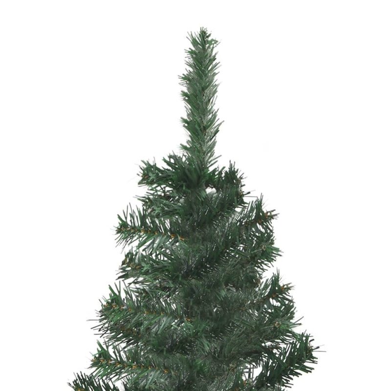 vidaXL Rohový umelý vianočný stromček s LED a guľami zelený 150 cm PVC