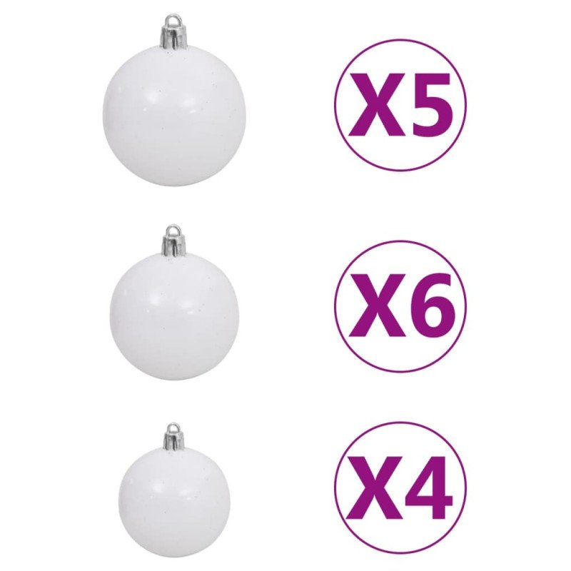 vidaXL Rohový umelý vianočný stromček s LED a guľami zelený 150 cm PVC