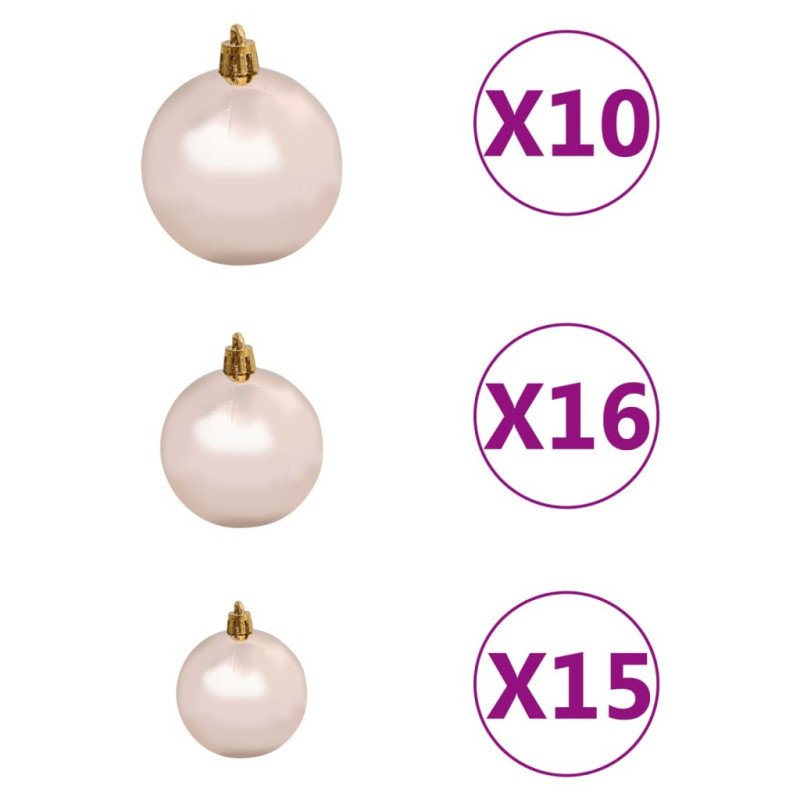 vidaXL Umelý vianočný stromček 300 LED, súprava gulí a sneh 180 cm