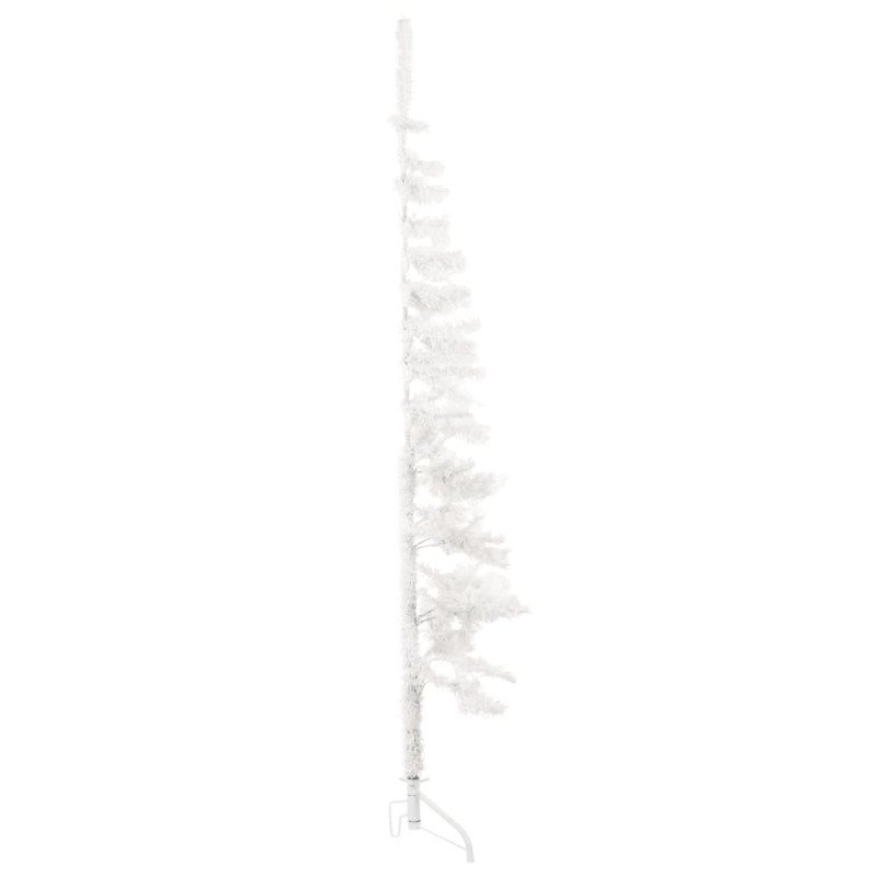 vidaXL Umelý vianočný polovičný stromček so stojanom, biely 120 cm