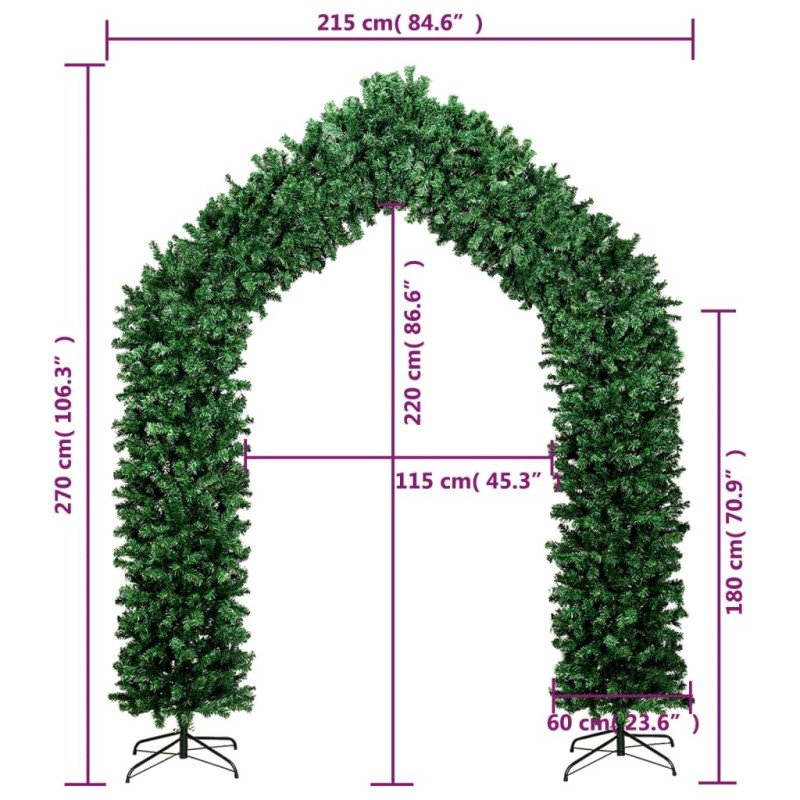 vidaXL Vianočný oblúk zelený 270 cm