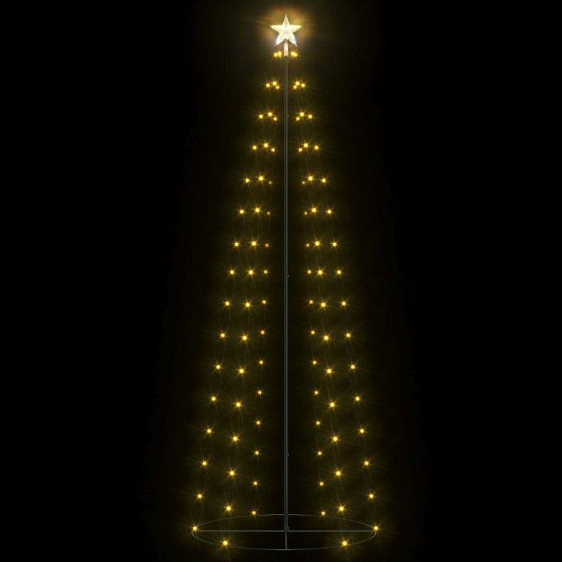 vidaXL Vianočný stromček, kužeľ, 100 LED, teplé biele svetlo 70x180 cm